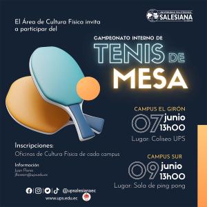 Afiche promocional del Campeonato interno de tenis de mesa